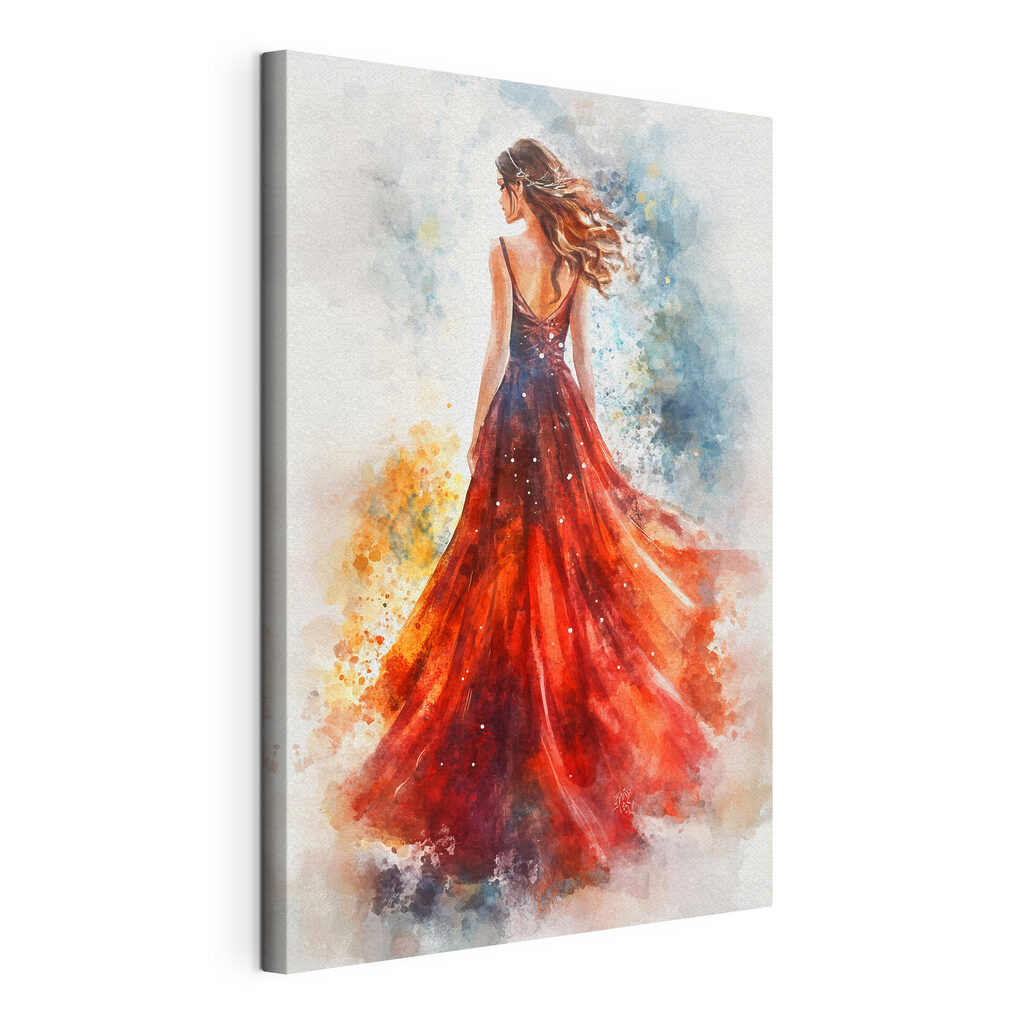 Robe rouge à l’aquarelle — vue du produit