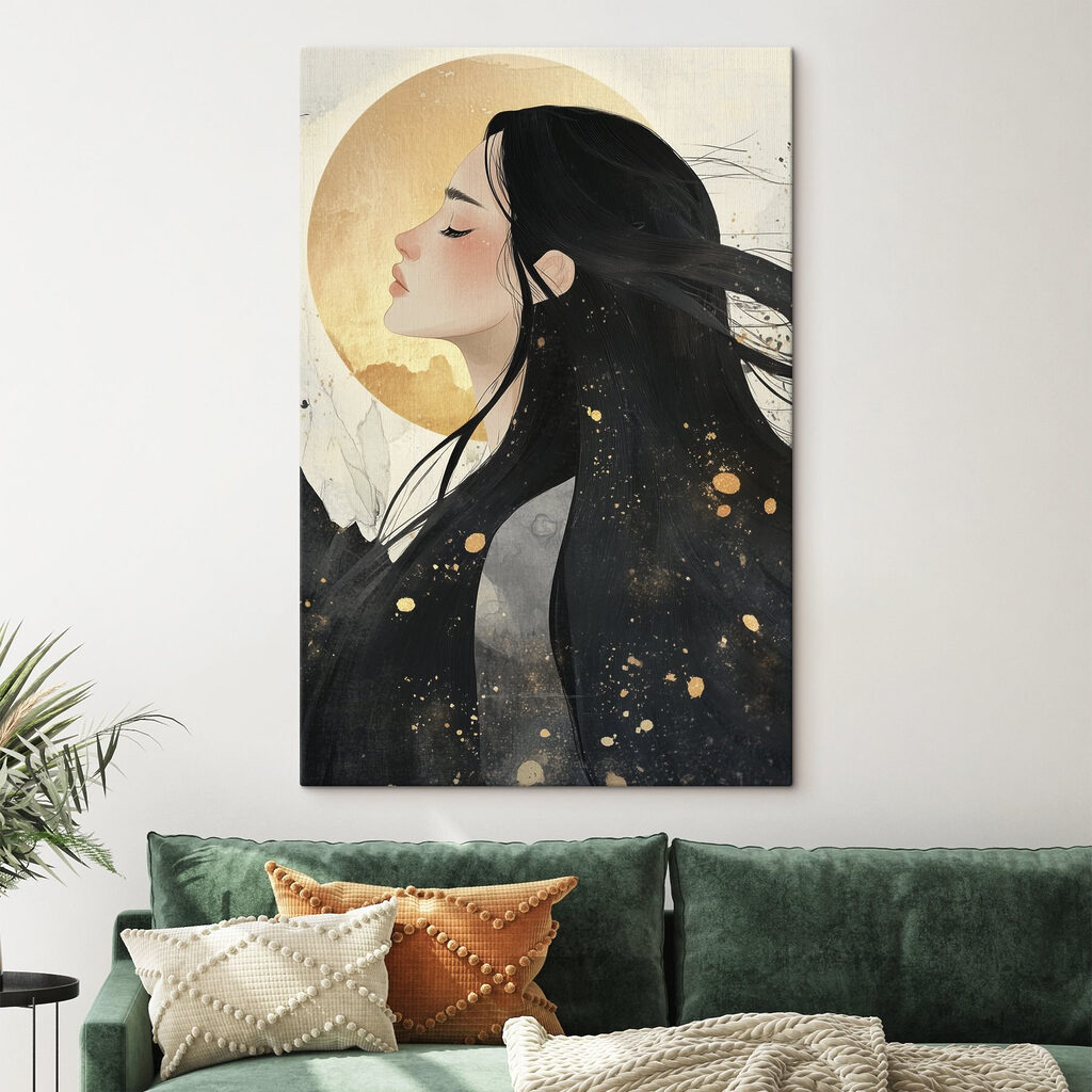 Profil et lune dorée — intérieur 1