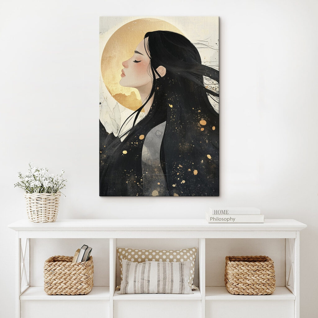 Profil et lune dorée — intérieur 2