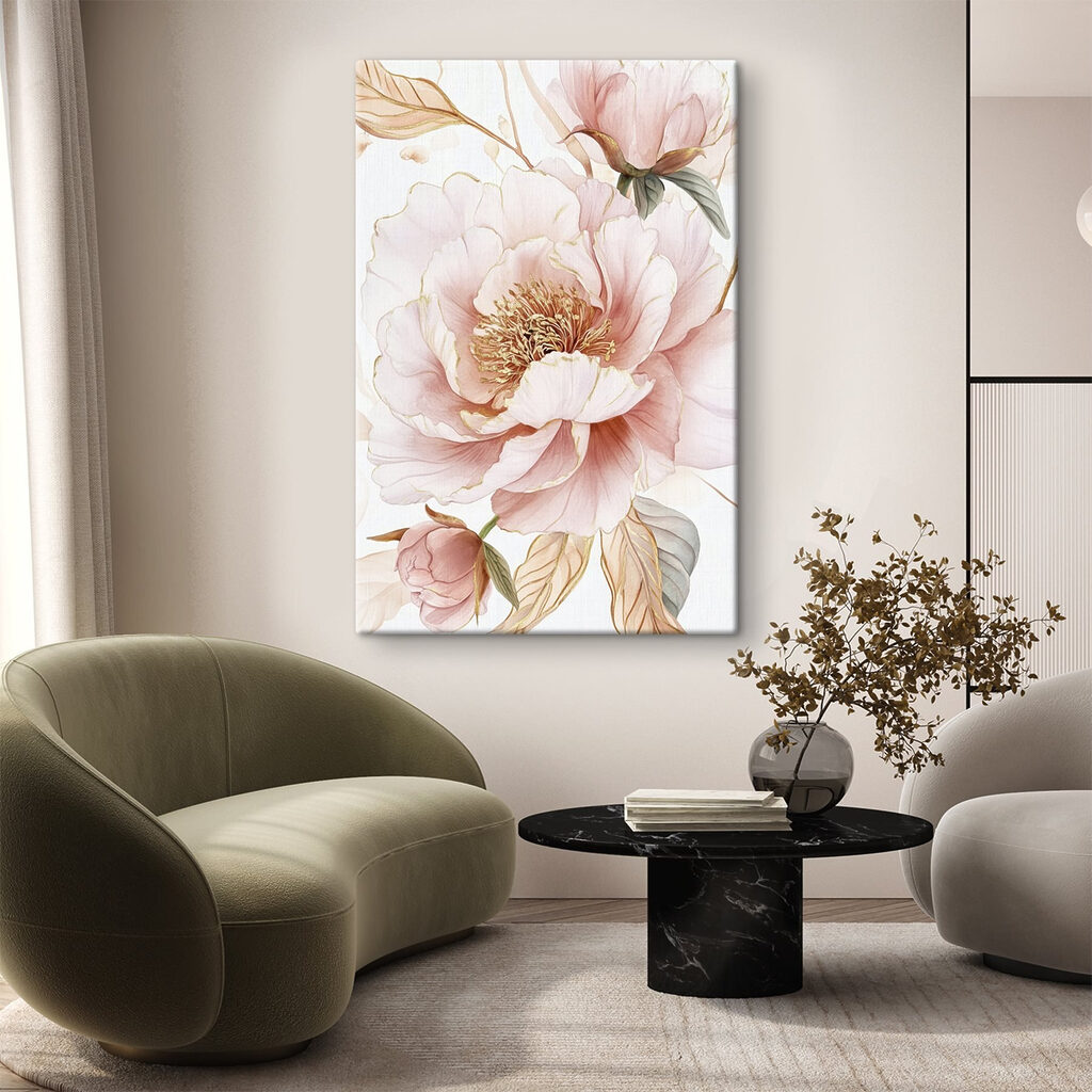 Pivoine rose liserée d’or — intérieur 1