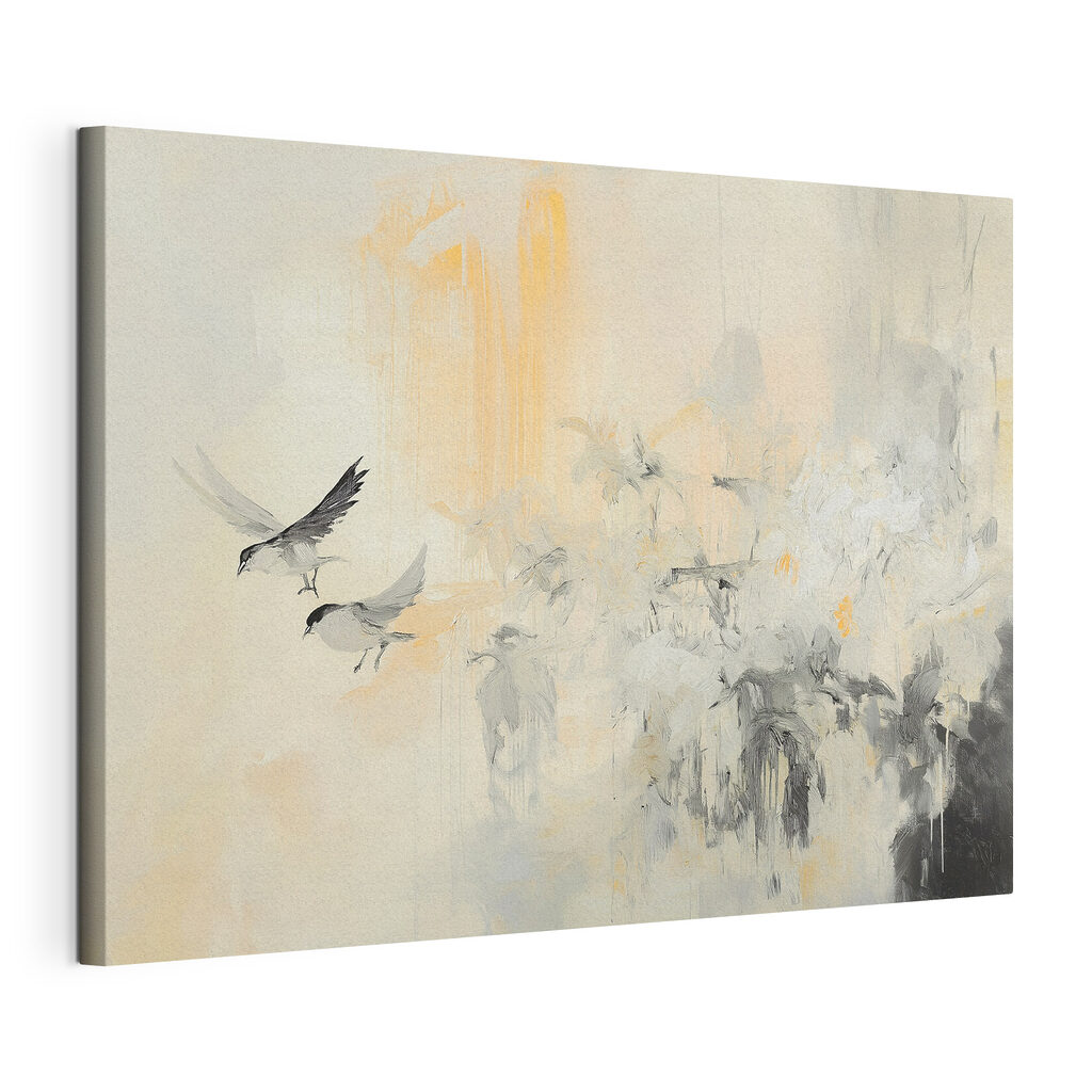 Envol en couleurs douces, toile tendue et bord enveloppé