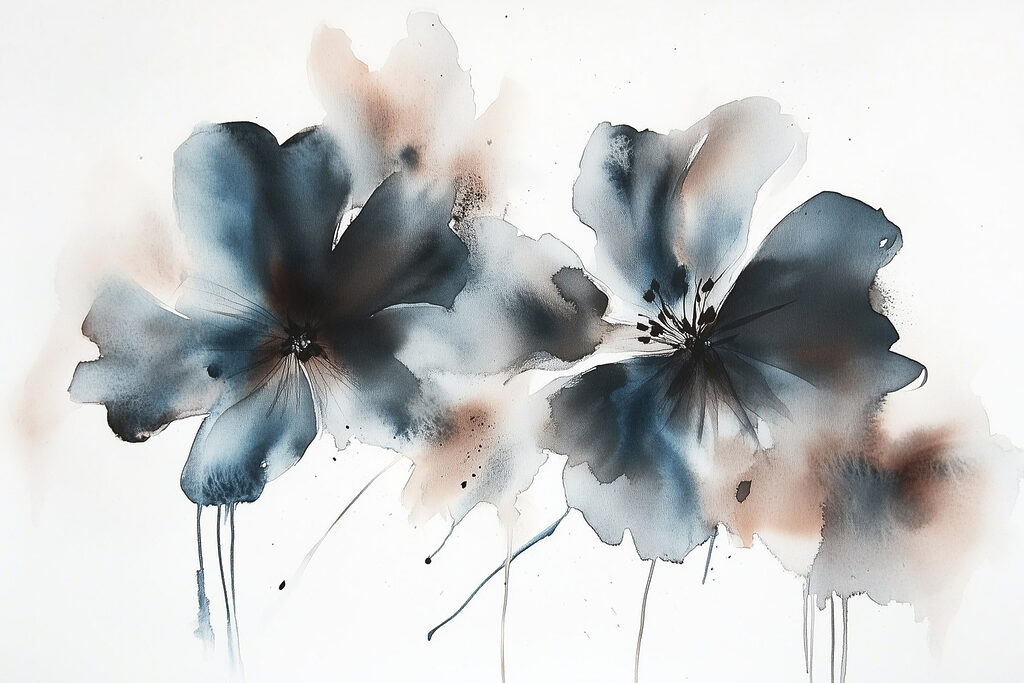 Deux fleurs bleu-vert — motif complet