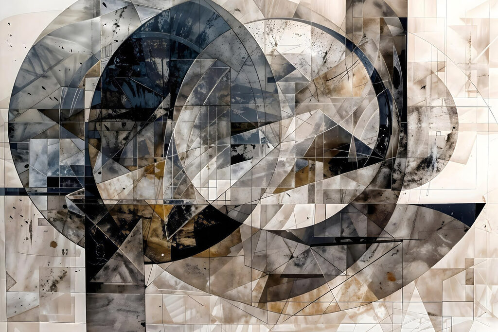 Cercles en fragments gris — motif complet