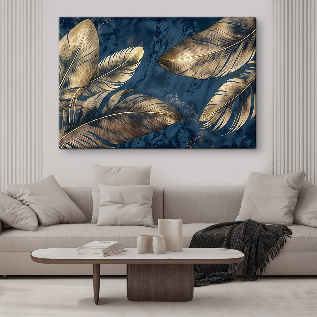 Feuilles dorées sur bleu — intérieur 2