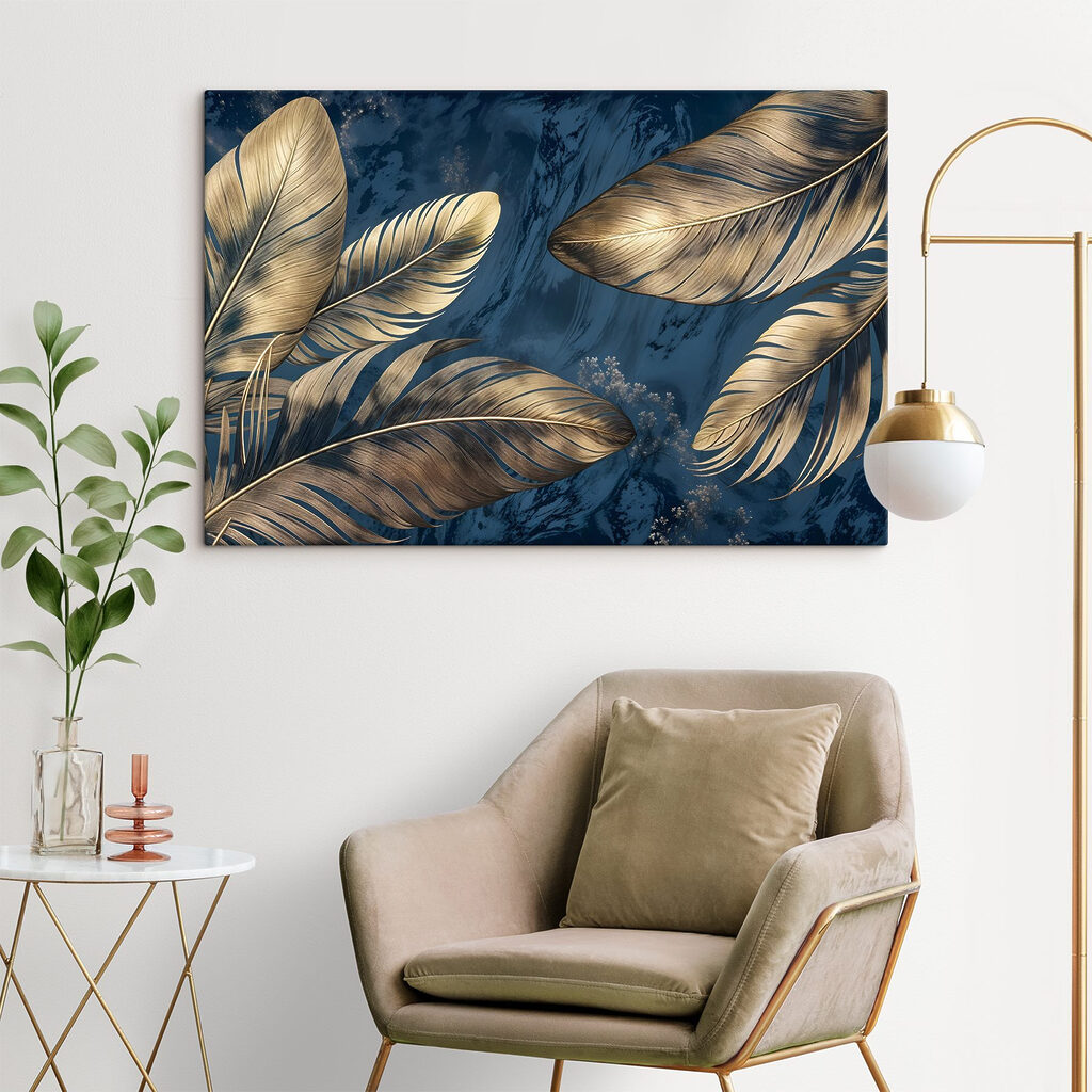 Feuilles dorées sur bleu — intérieur 1
