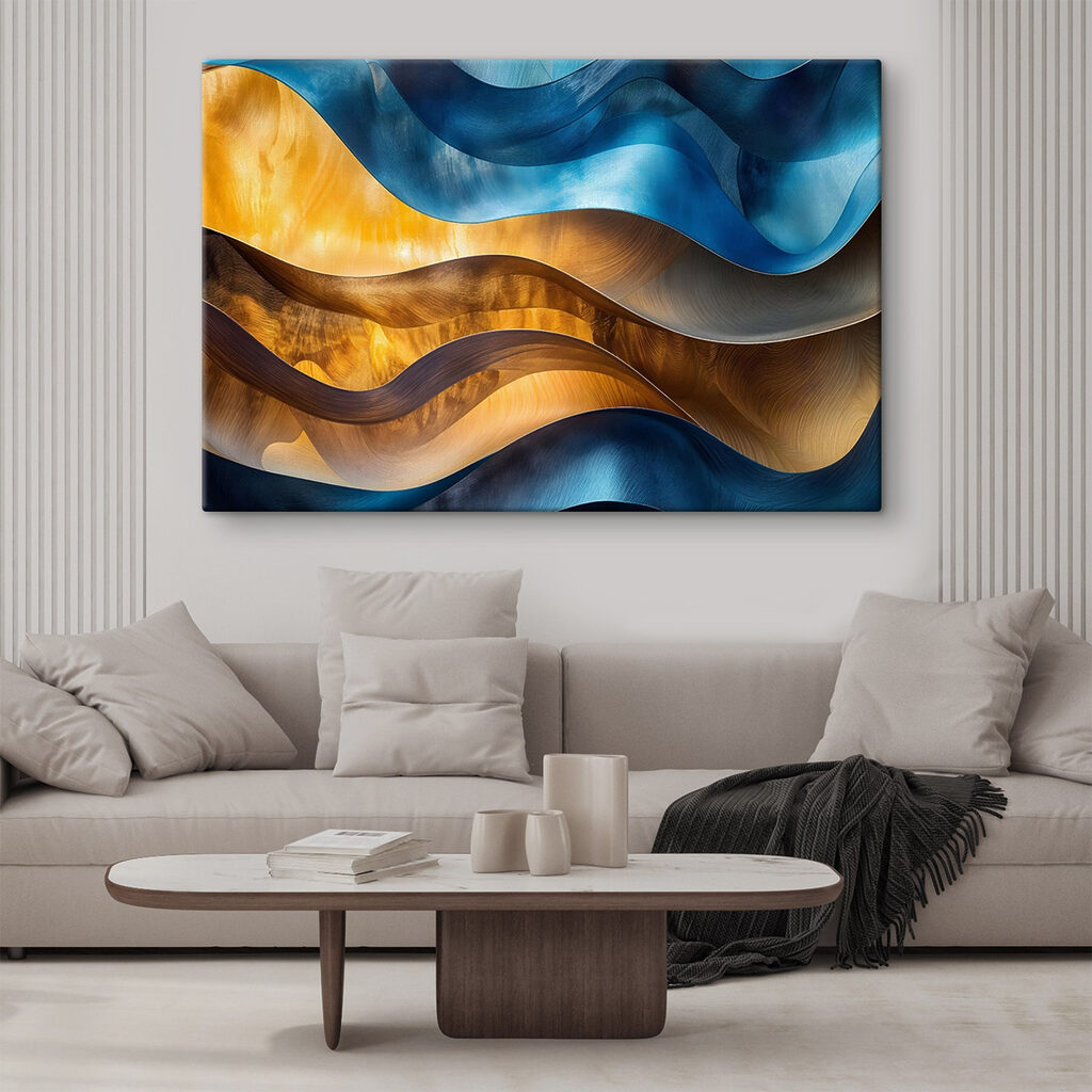 Vagues bleues et dorées — intérieur 1