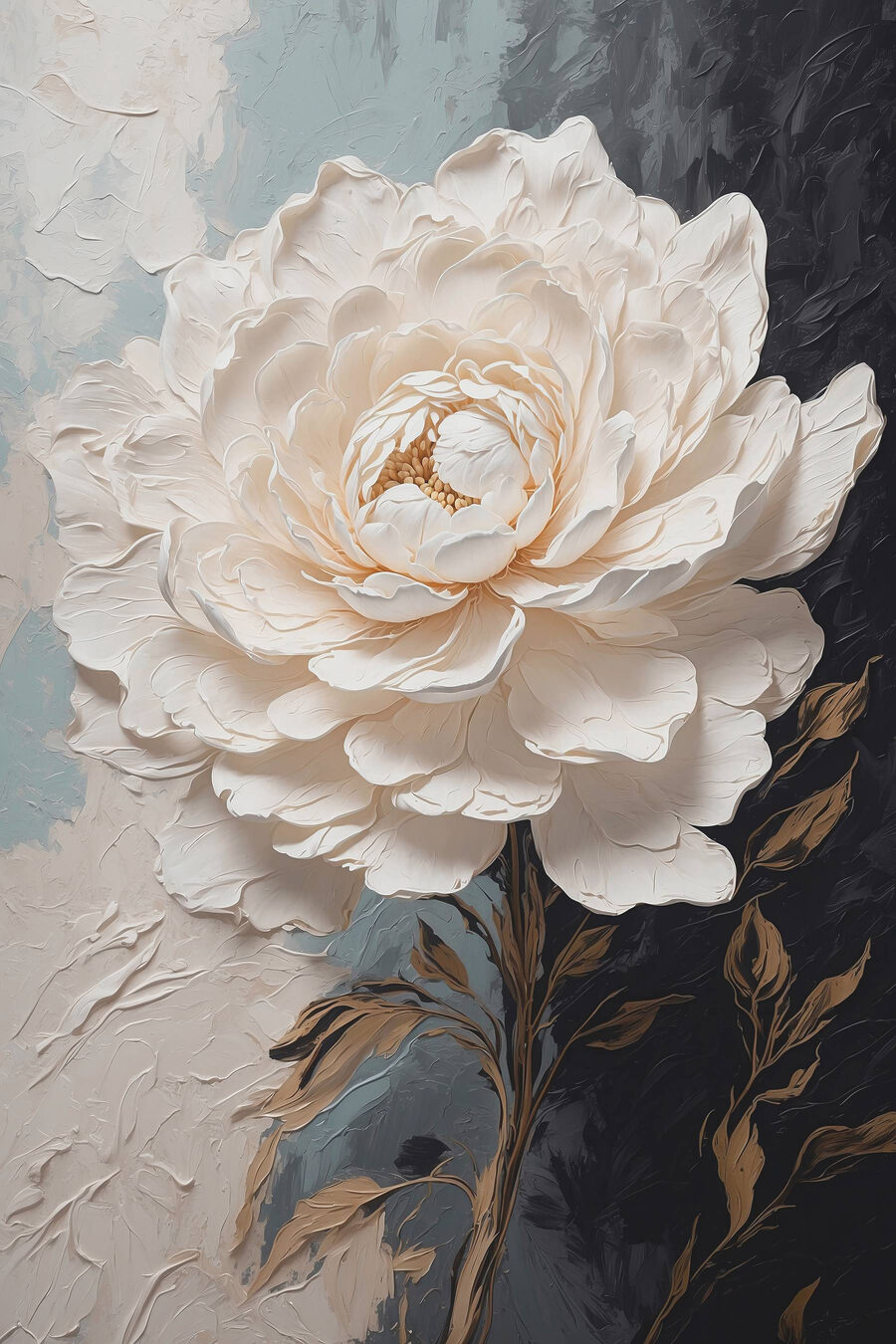 Rose aux feuilles dorées — motif complet