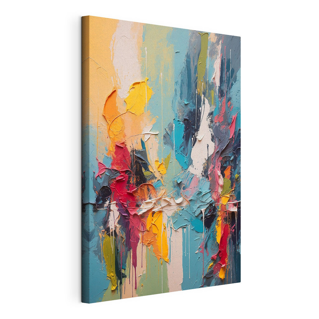 Traits de couleur verticaux, toile tendue et bord enveloppé