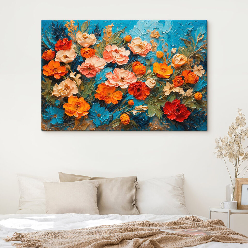 Roses sur fond turquoise — intérieur 2