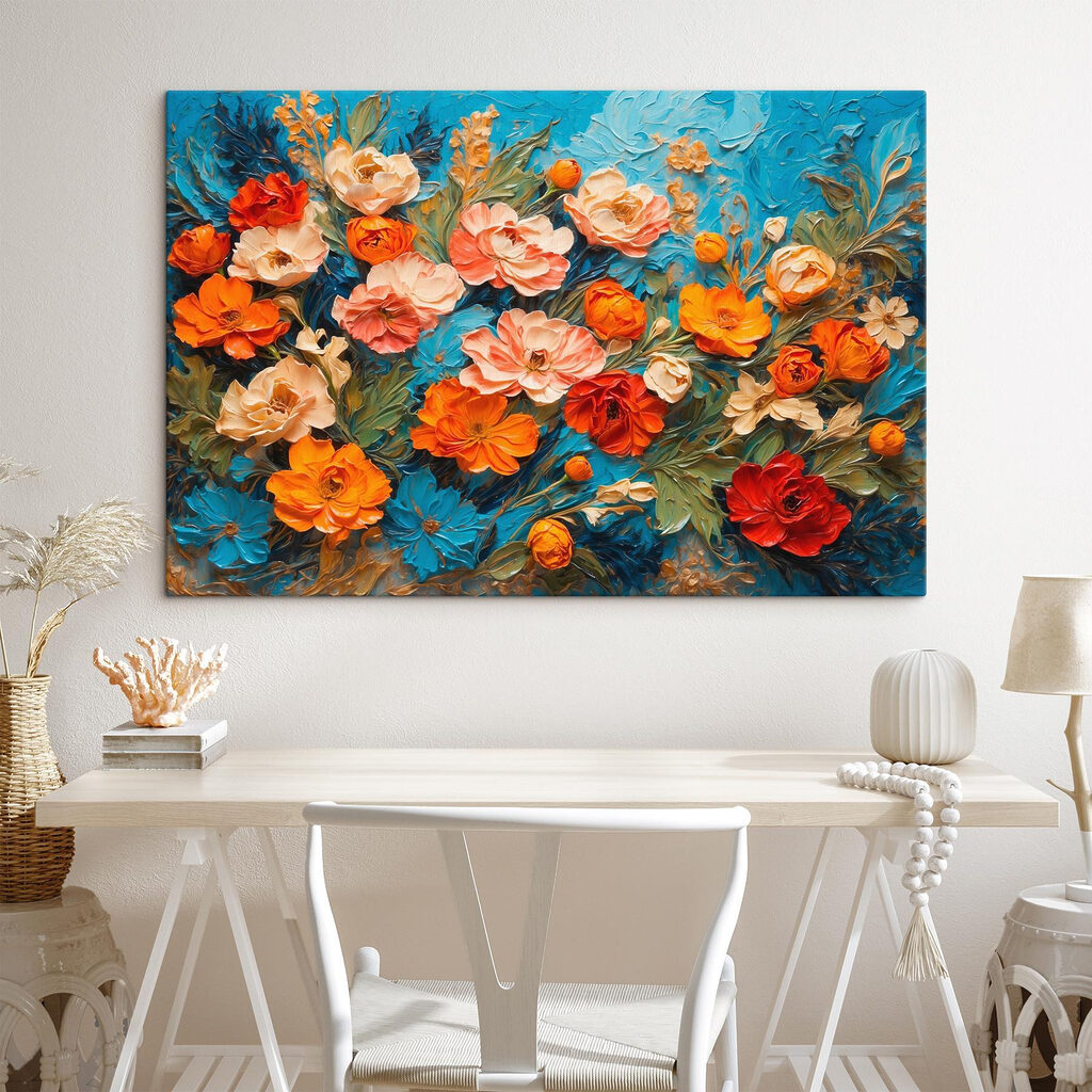 Roses sur fond turquoise — intérieur 1