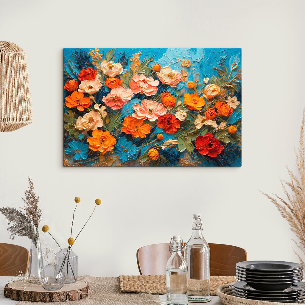 Roses sur fond turquoise — intérieur 3