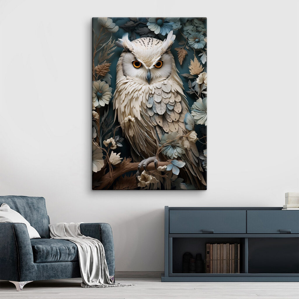 Chouette blanche et fleurs — intérieur 1