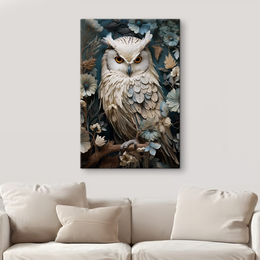 Chouette blanche et fleurs — intérieur 2