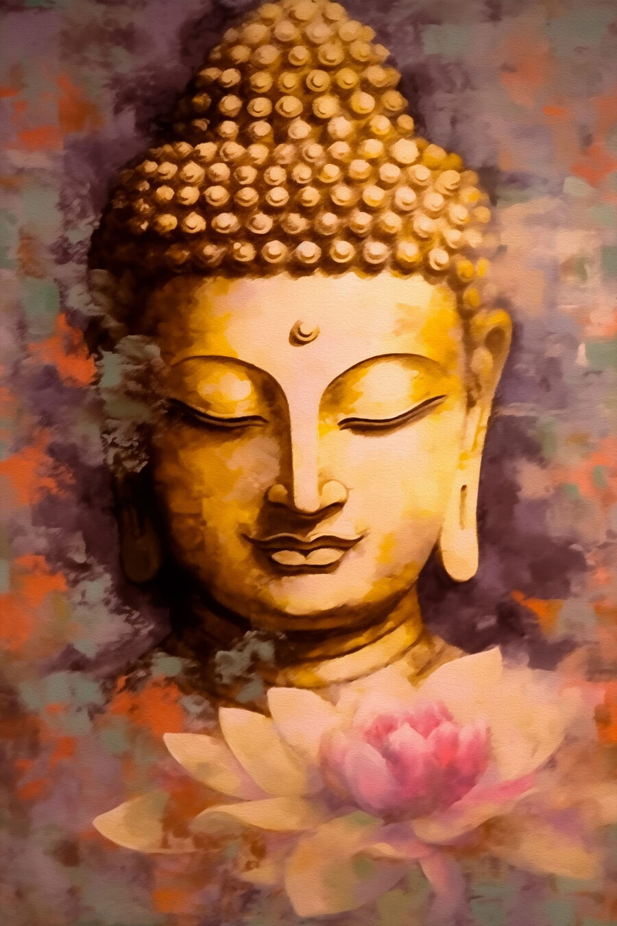Bouddha et lotus rose — motif complet