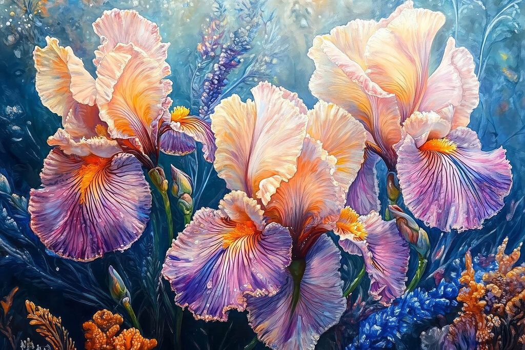 Iris au crépuscule — motif complet