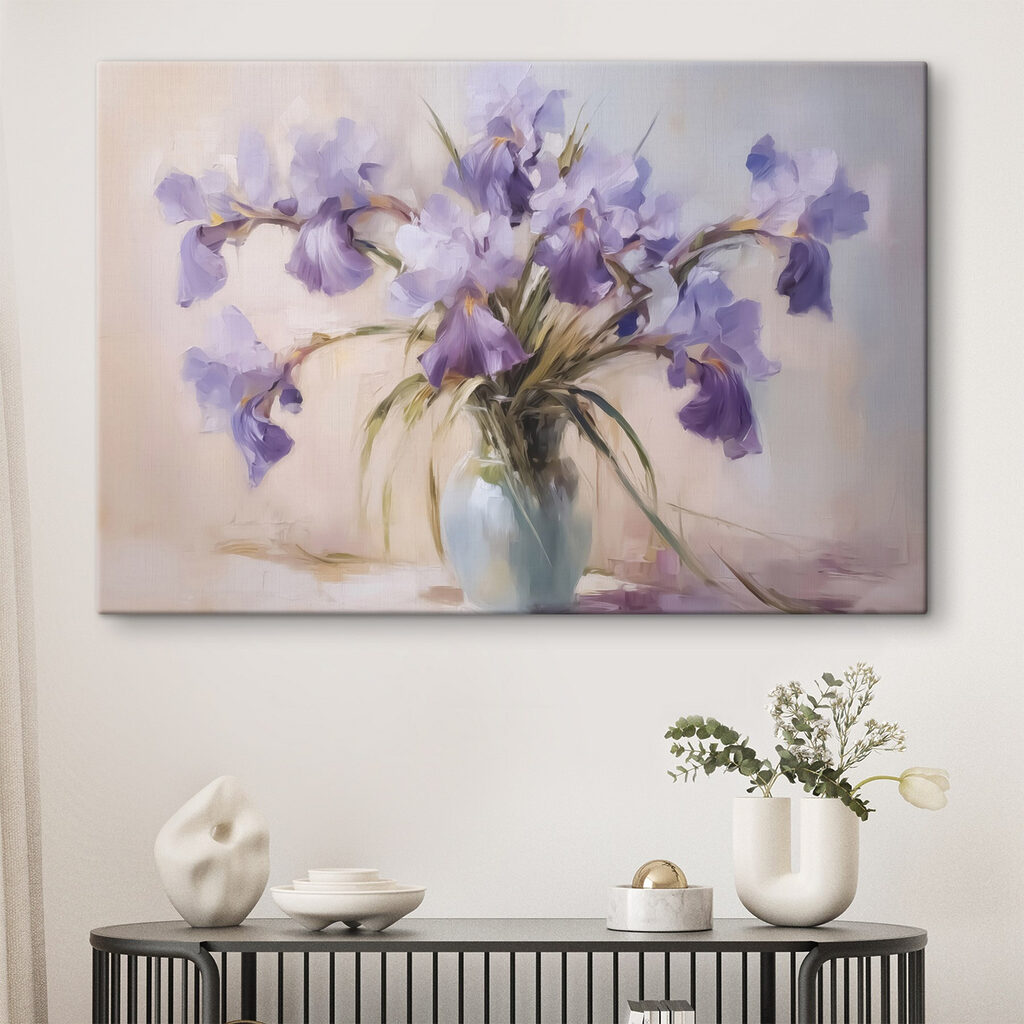 Vase d’iris violets — intérieur 1