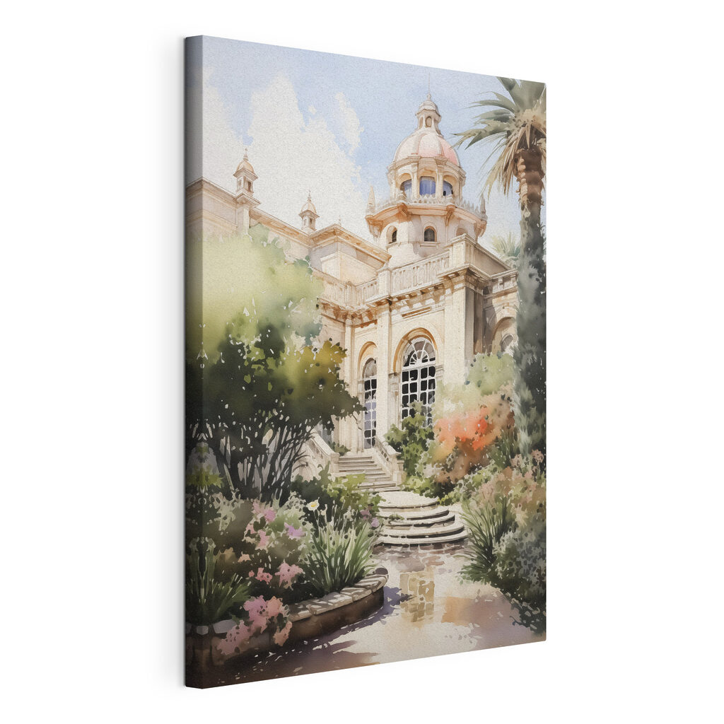 Coupole au jardin fleuri, toile tendue et bord enveloppé