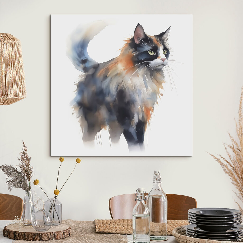 Chat bigarré à l’aquarelle — intérieur 2
