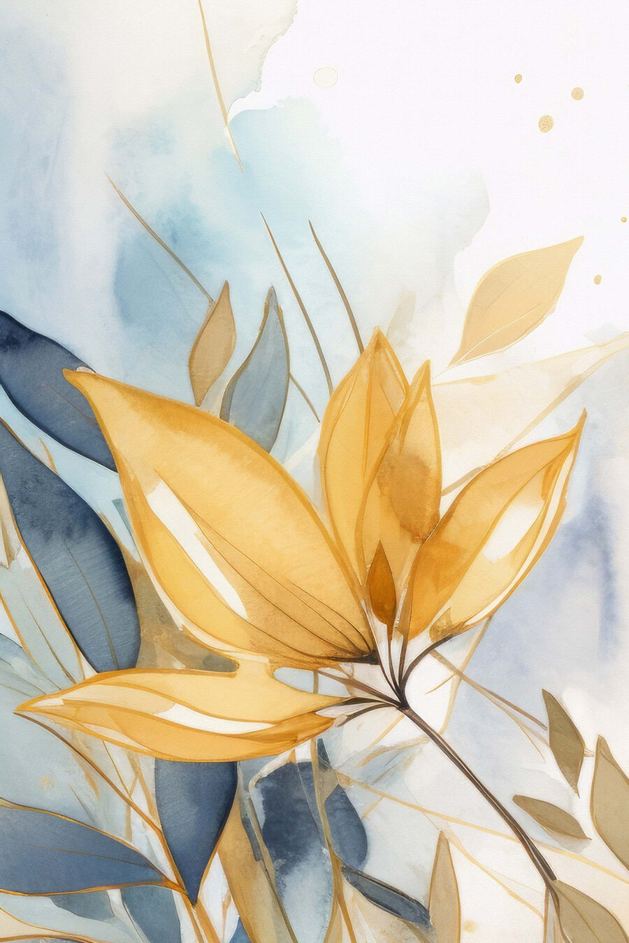 Feuilles dorées en éventail — motif complet