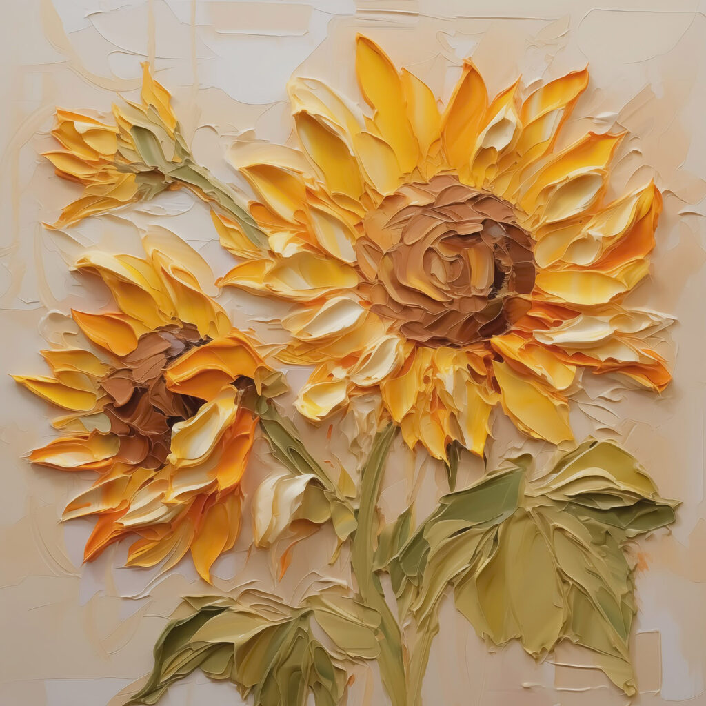 Tournesols aux pétales plissés — motif complet