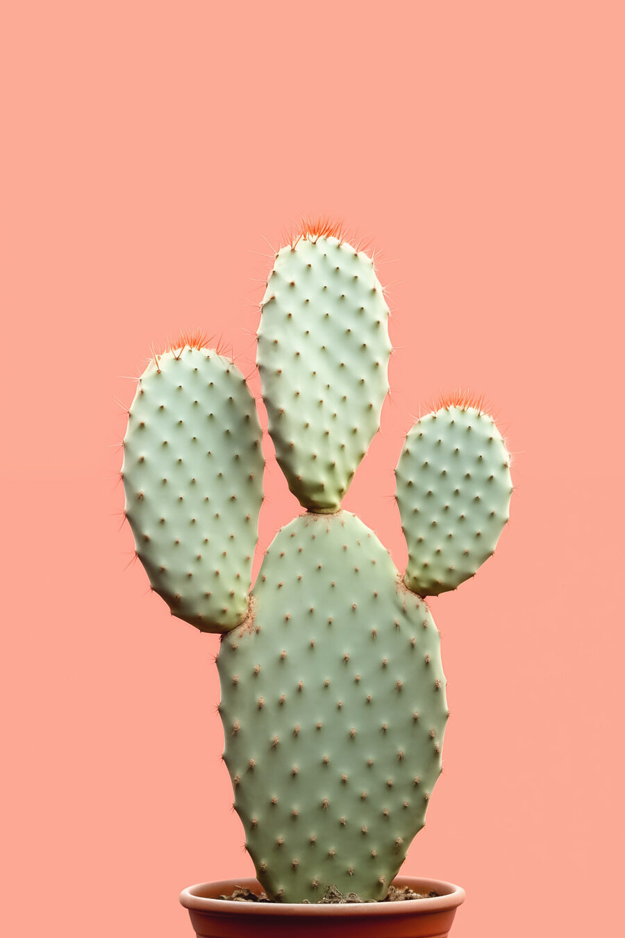 Cactus sur fond pêche — motif complet