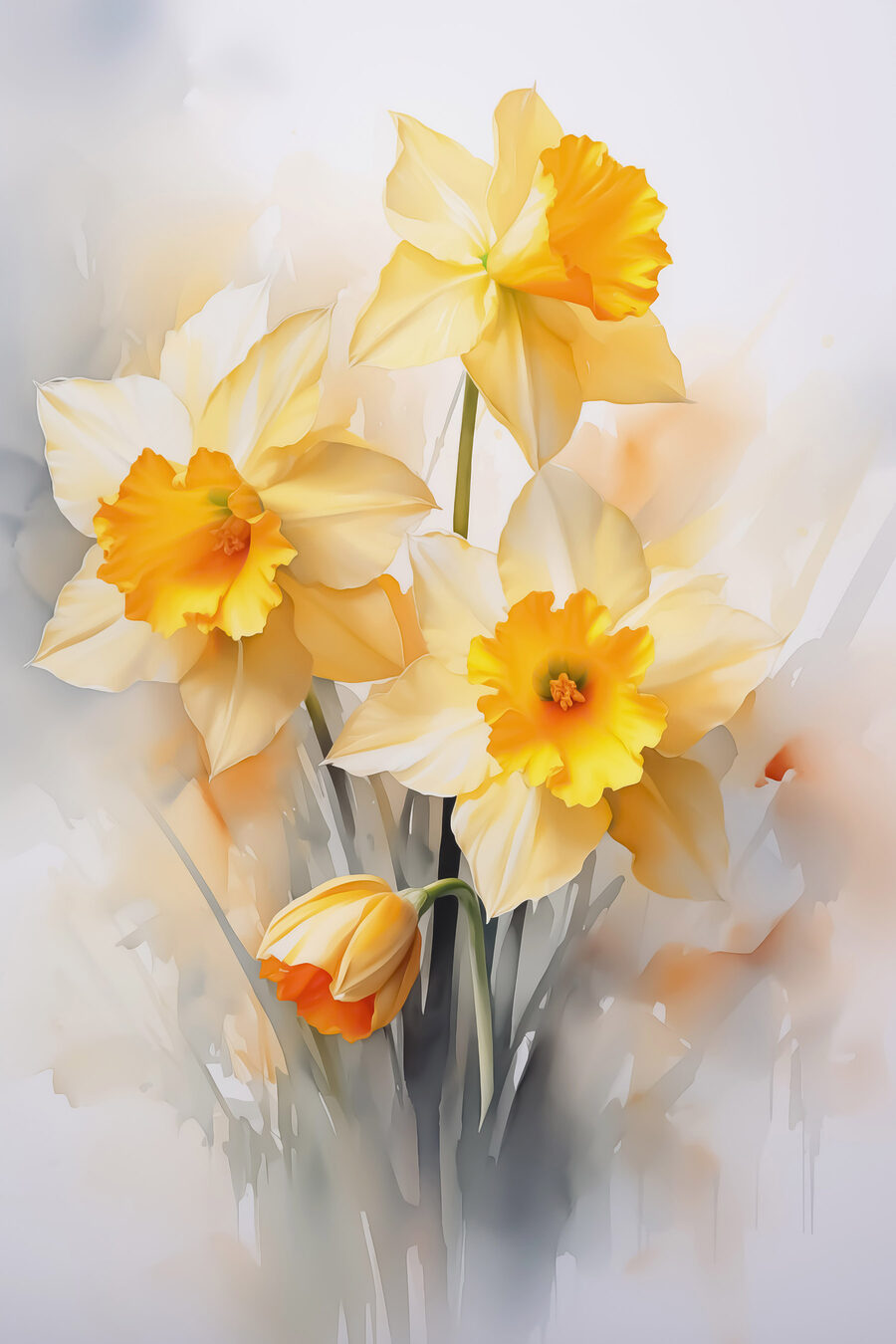 Narcisses aux tons chauds — motif complet