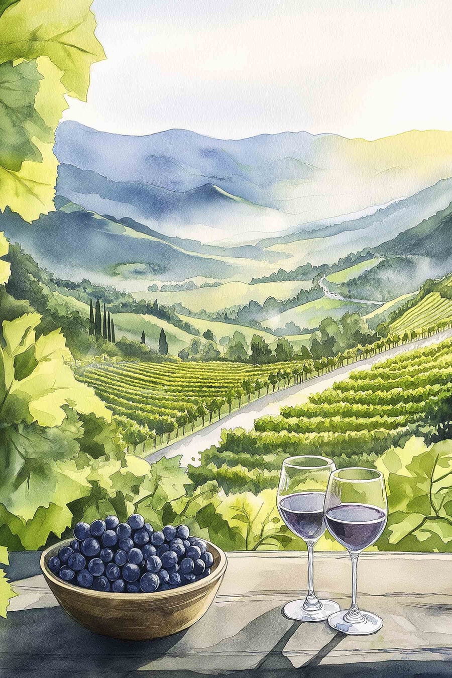 Vin face aux vignes — motif complet
