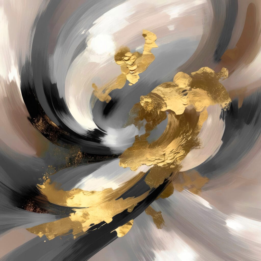 Tourbillon doré sur gris — motif complet