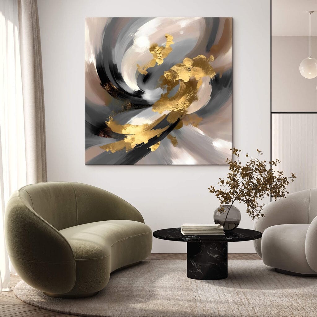 Tourbillon doré sur gris — intérieur 1