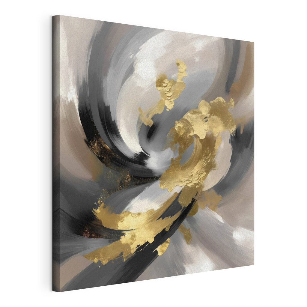 Tourbillon doré sur gris, toile tendue et bord enveloppé