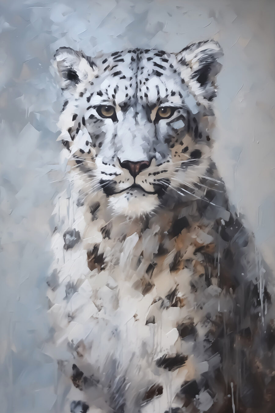 Félin en aquarelle grise — motif complet