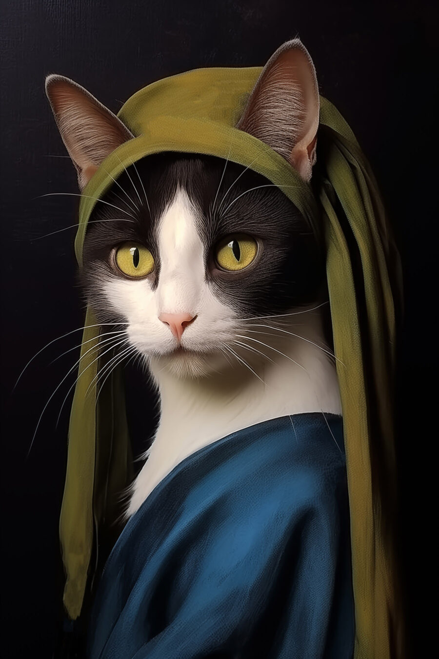 Chat au châle bleu — motif complet