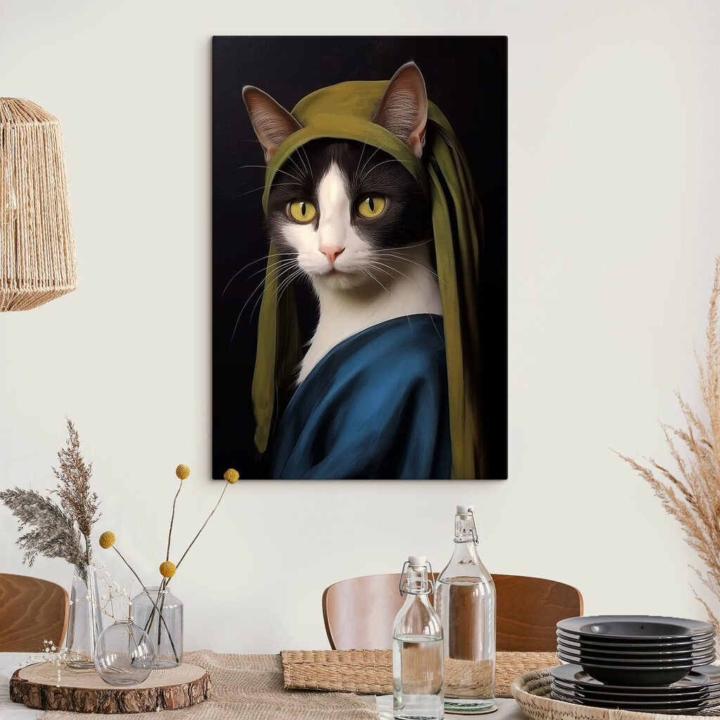 Chat au châle bleu — intérieur 1