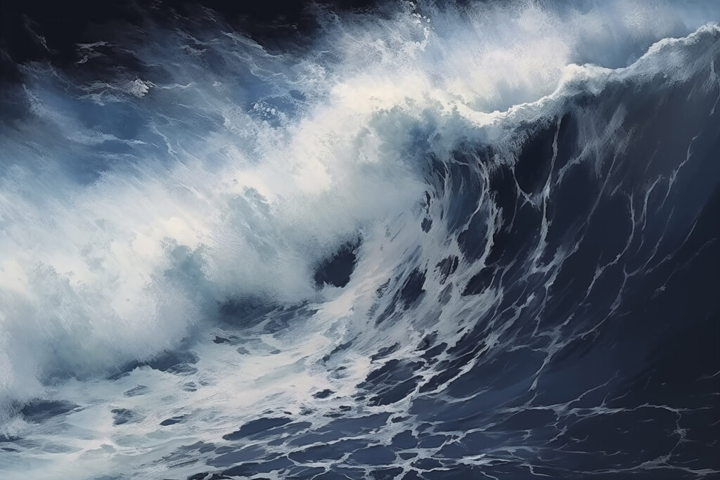Vague sombre écumante — motif complet