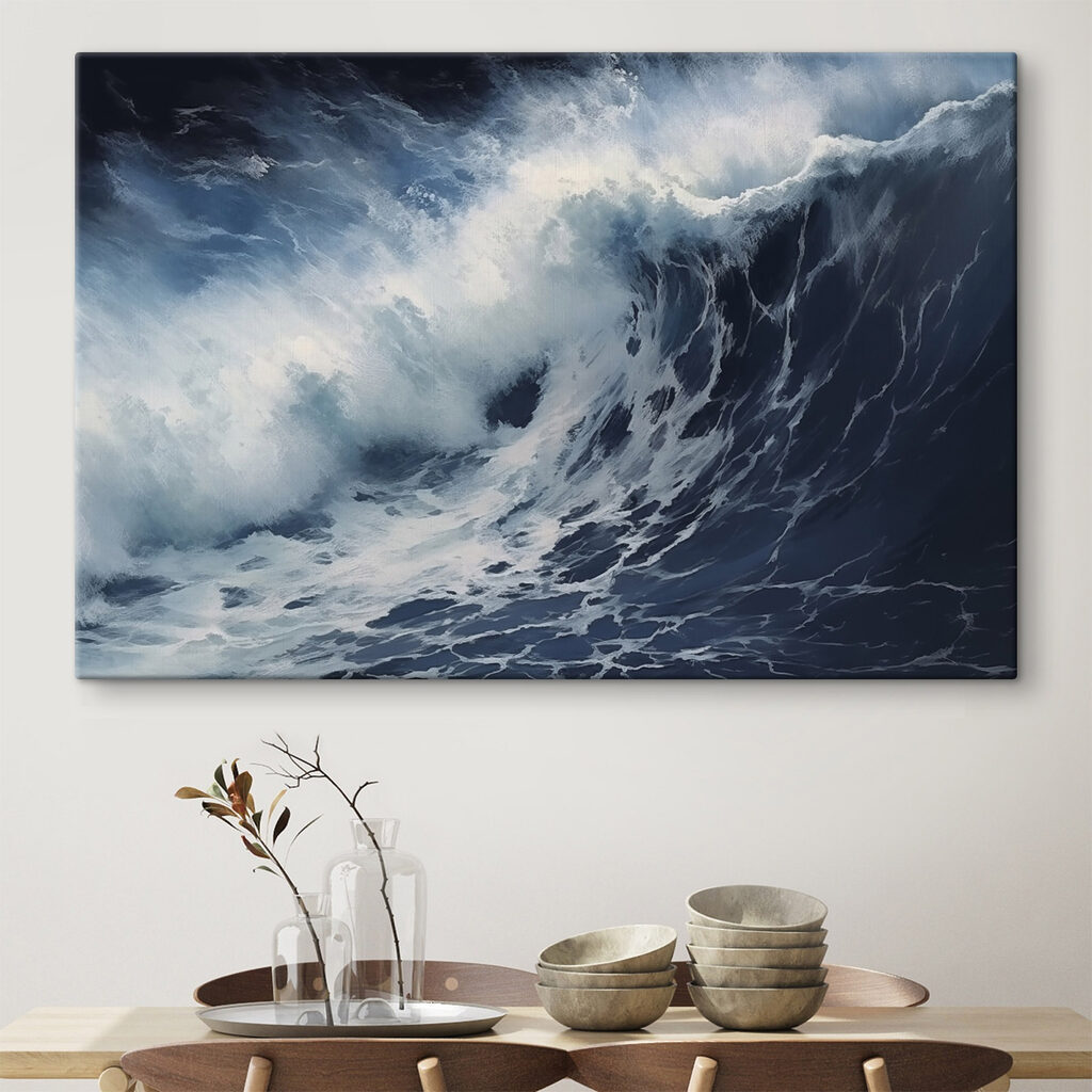 Vague sombre écumante dans un intérieur