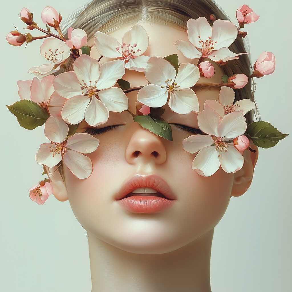 Fleurs sur les yeux — motif complet