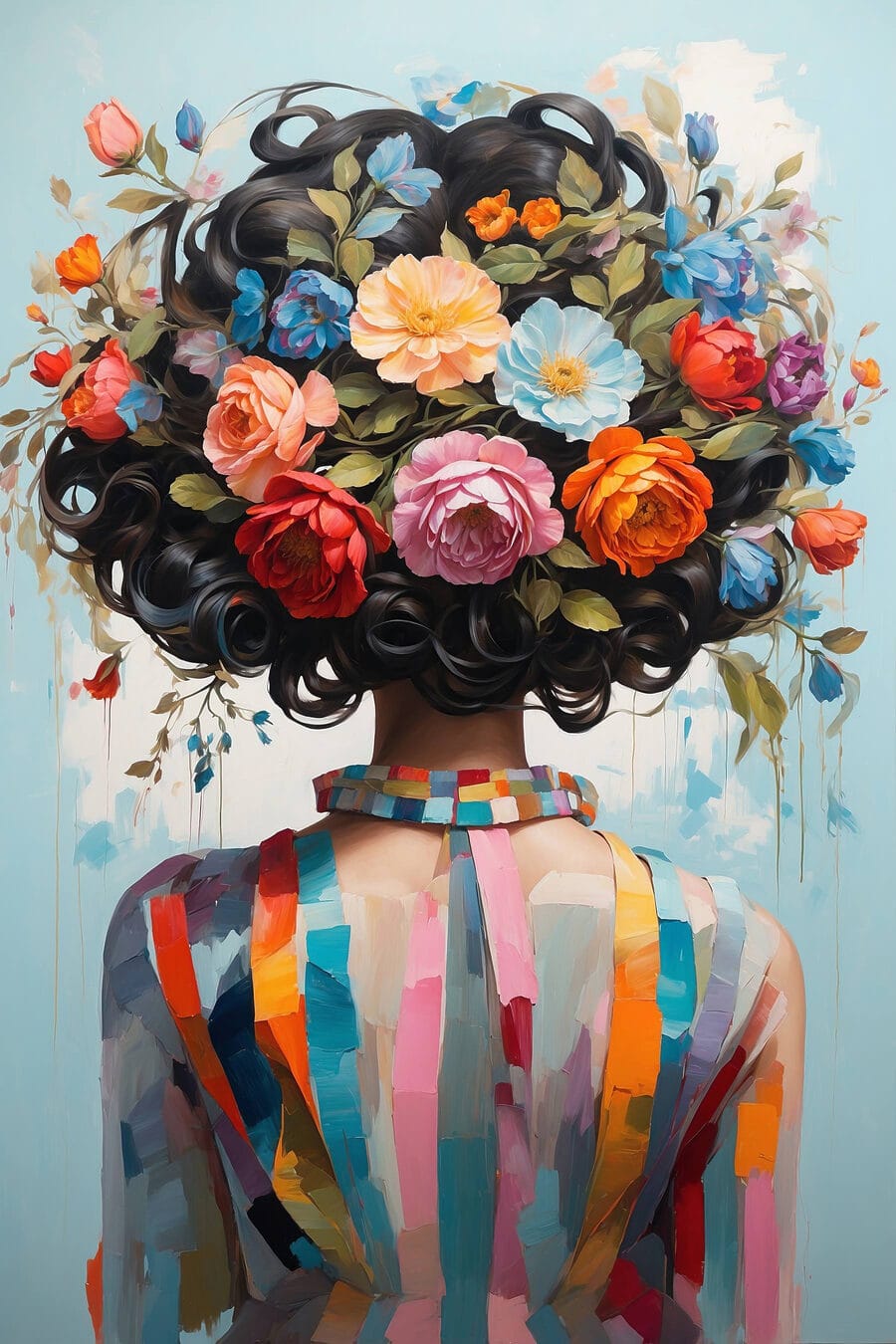 Coiffure de fleurs — motif complet