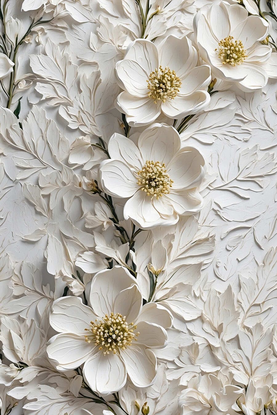 Fleurs blanches entrelacées — motif complet