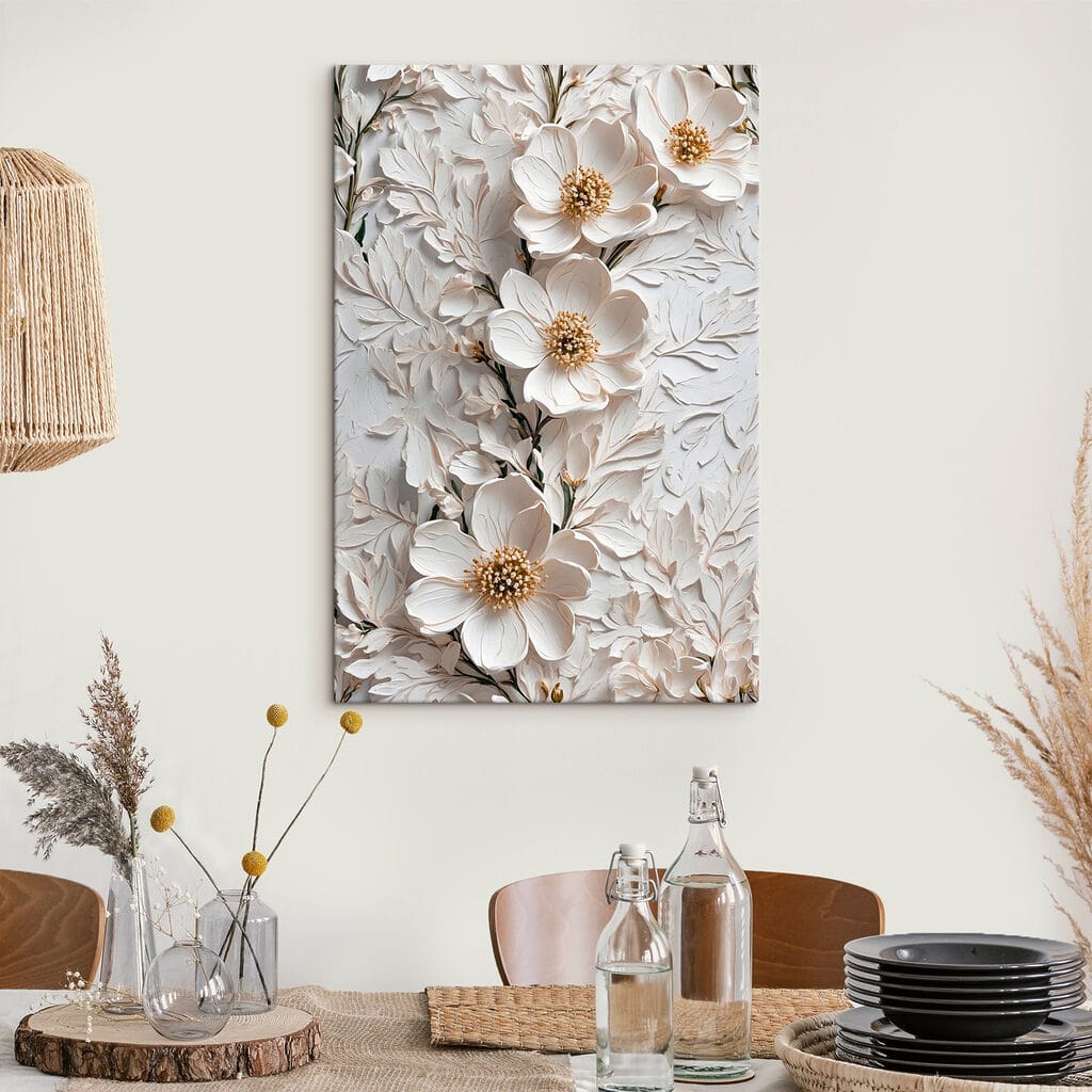 Fleurs blanches entrelacées — intérieur 1