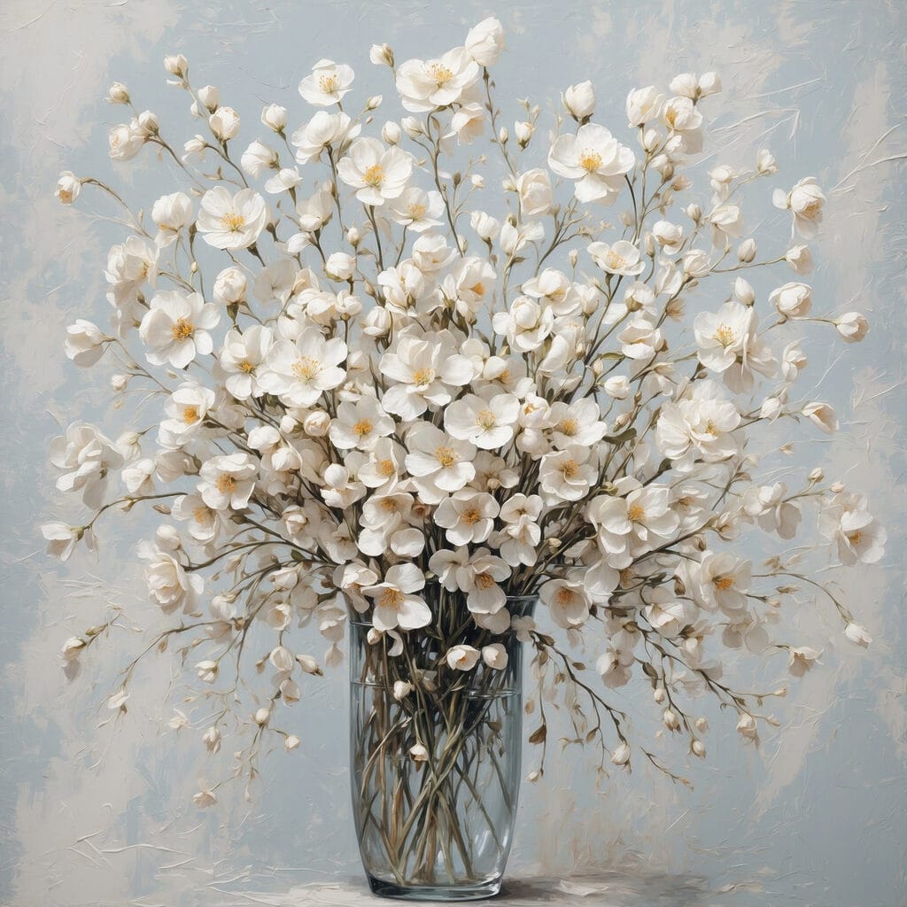 Vase de fleurs blanches — motif complet