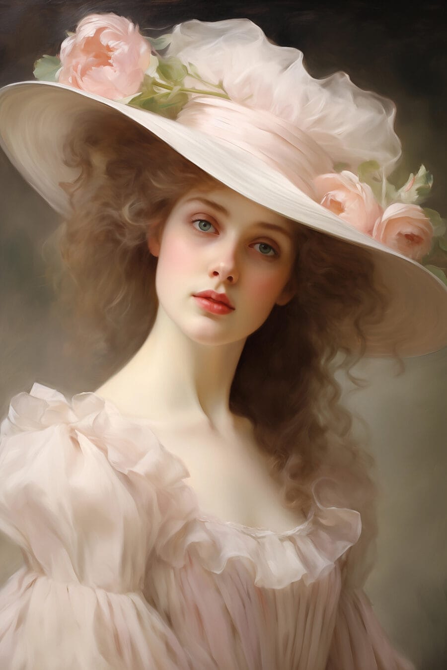 Femme au chapeau fleuri — motif complet