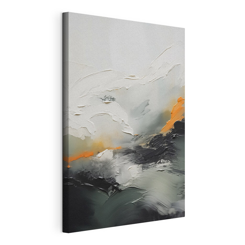 Ligne orange sur gris, toile tendue et bord enveloppé