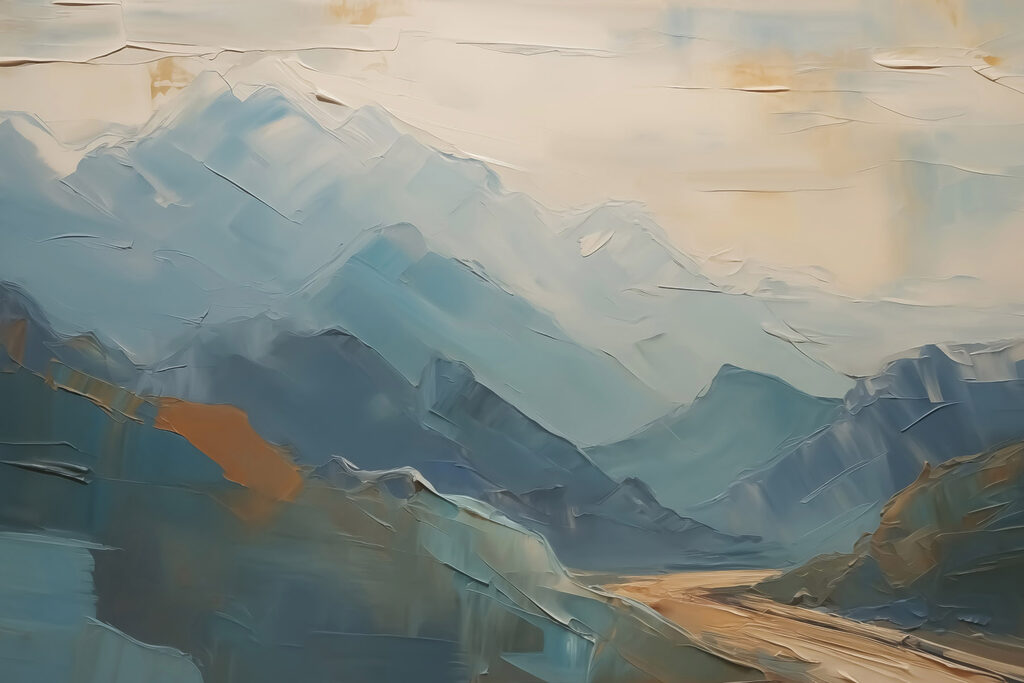 Montagnes bleues et ocre — motif complet