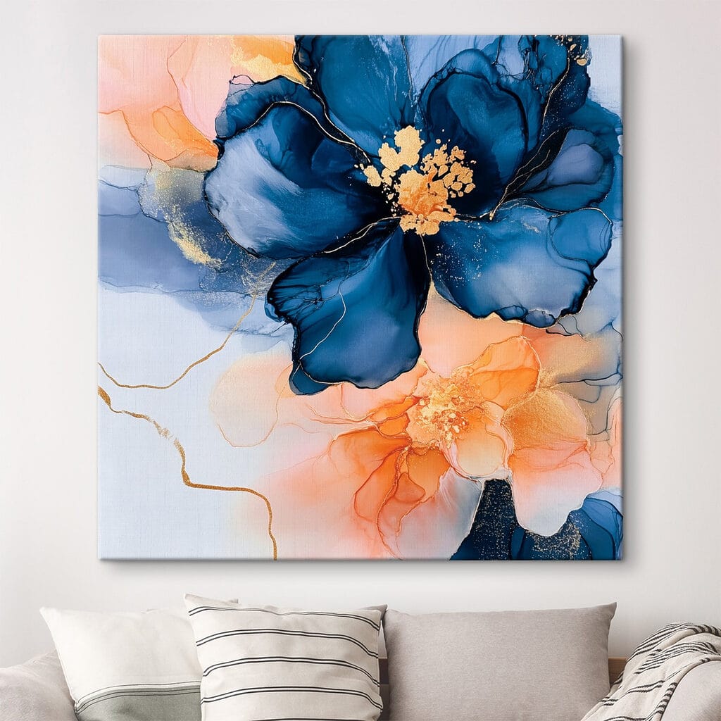 Fleur bleue sur pêche — intérieur 1