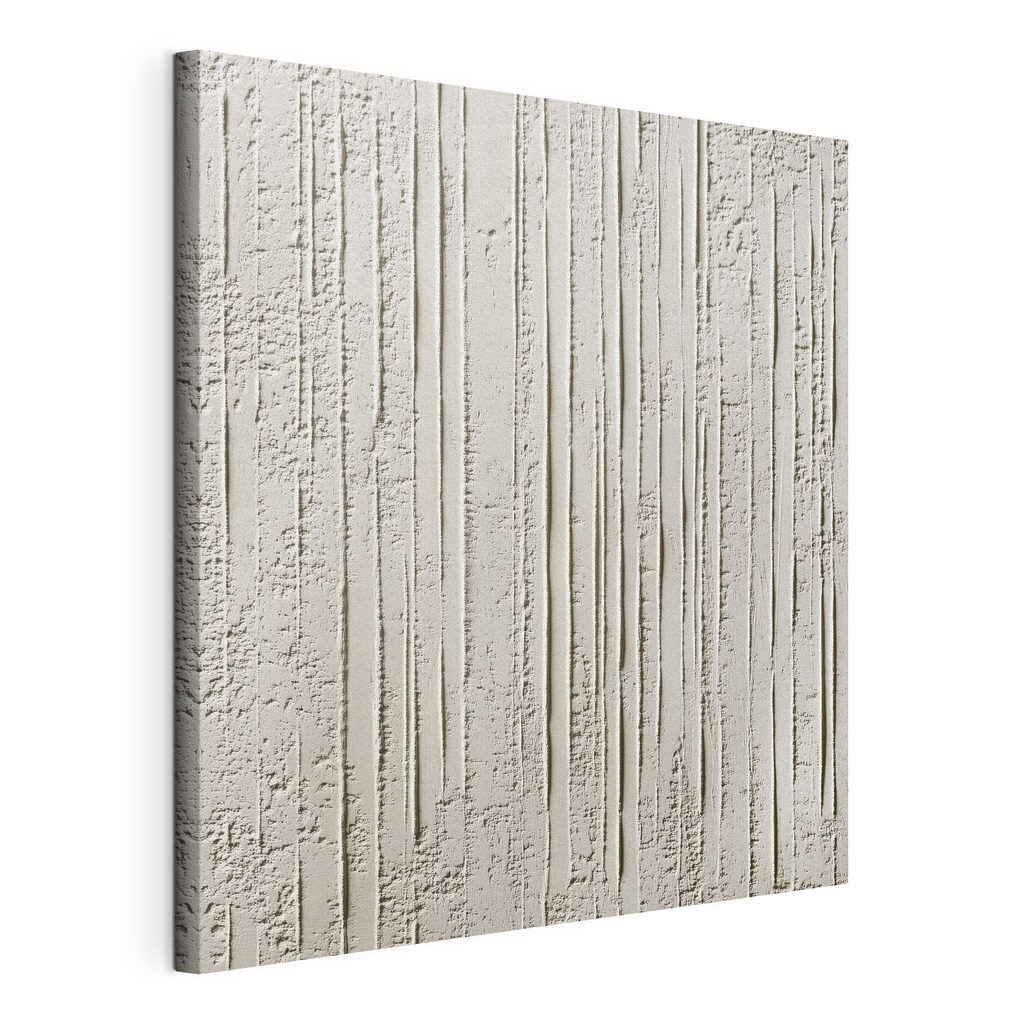 Lignes verticales crème, toile tendue et bord enveloppé