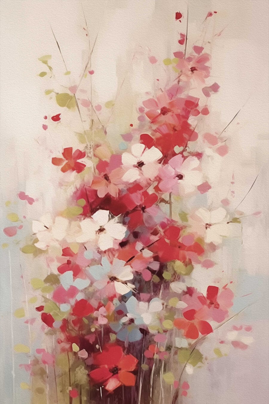 Fleurs roses par touches — motif complet