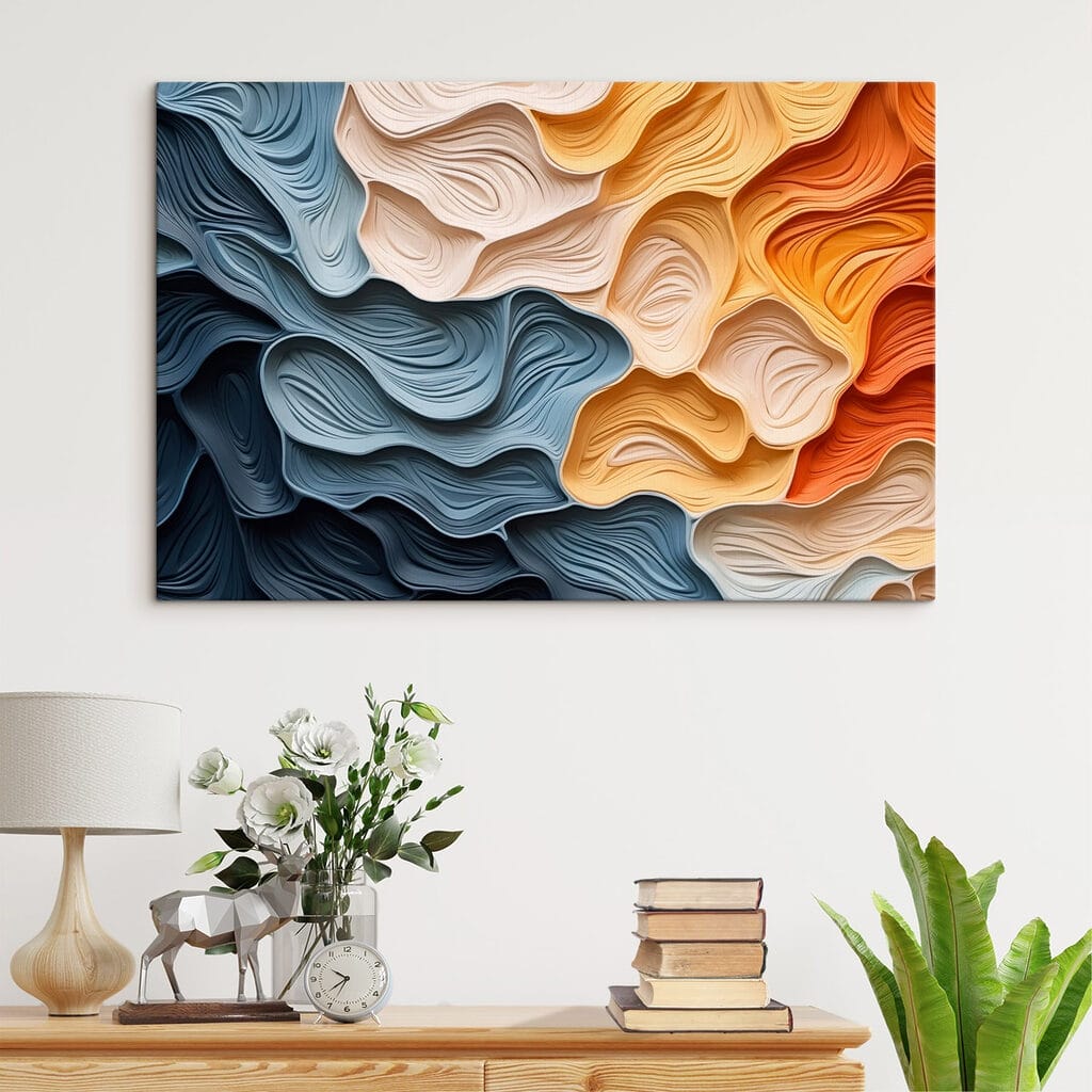 Plis bleus et orange — intérieur 1