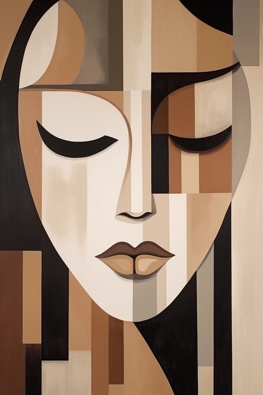 Visage paisible en brun — motif complet