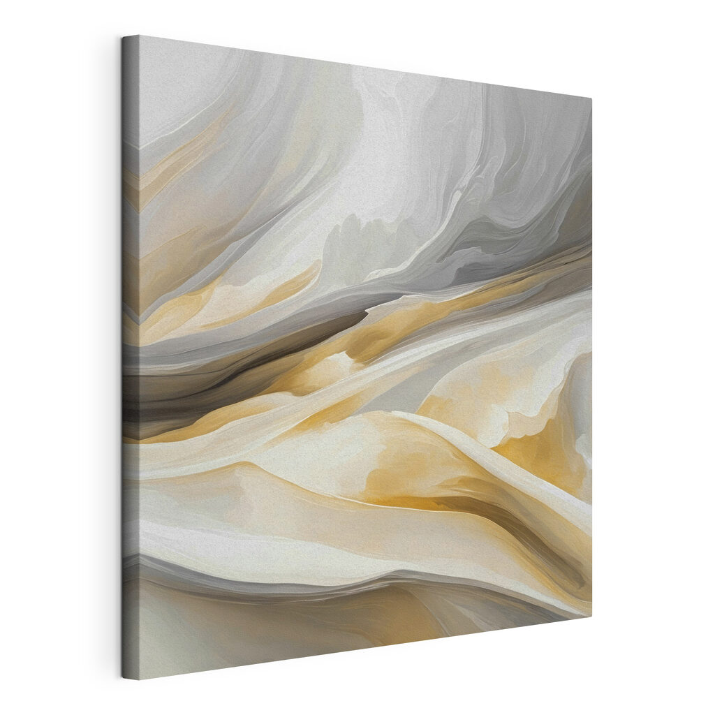 Ondes grises et miel, toile tendue et bord enveloppé