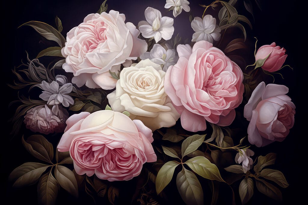 Roses dans l’ombre — motif complet